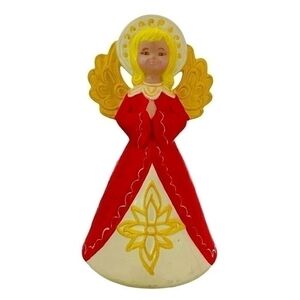 Vintage 1984 Handcrafted Plaster Angel Statue 8.75" Hand Painted Christmas VG